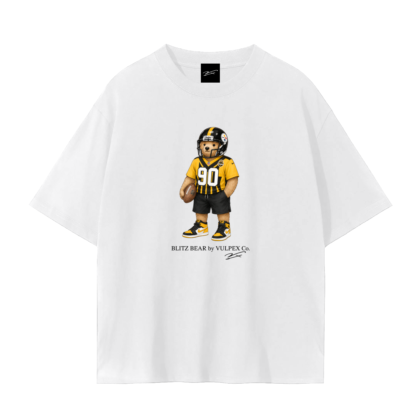 Steel Curtain Blitz Bear football T-shirt by VULPEX