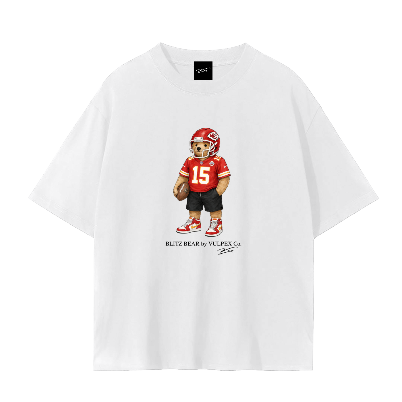 Red Kingdom Blitz Bear football T-shirt by VULPEX