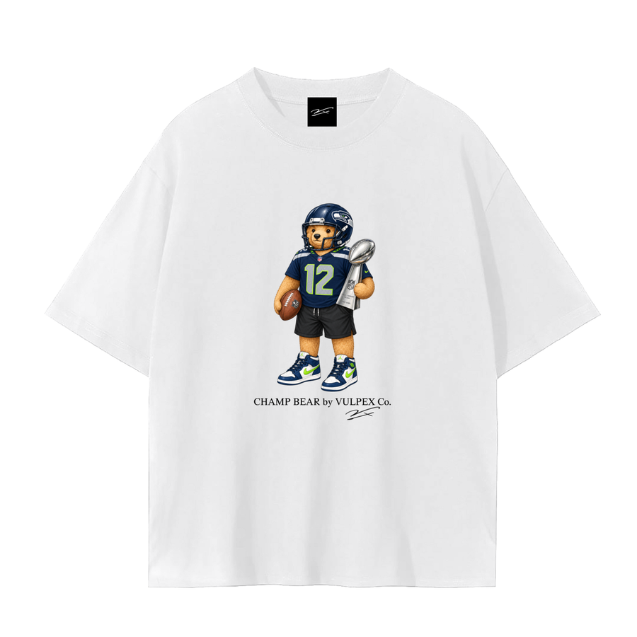 Blue Crew CHAMP BEAR trophy baseball T-shirt by VULPEX