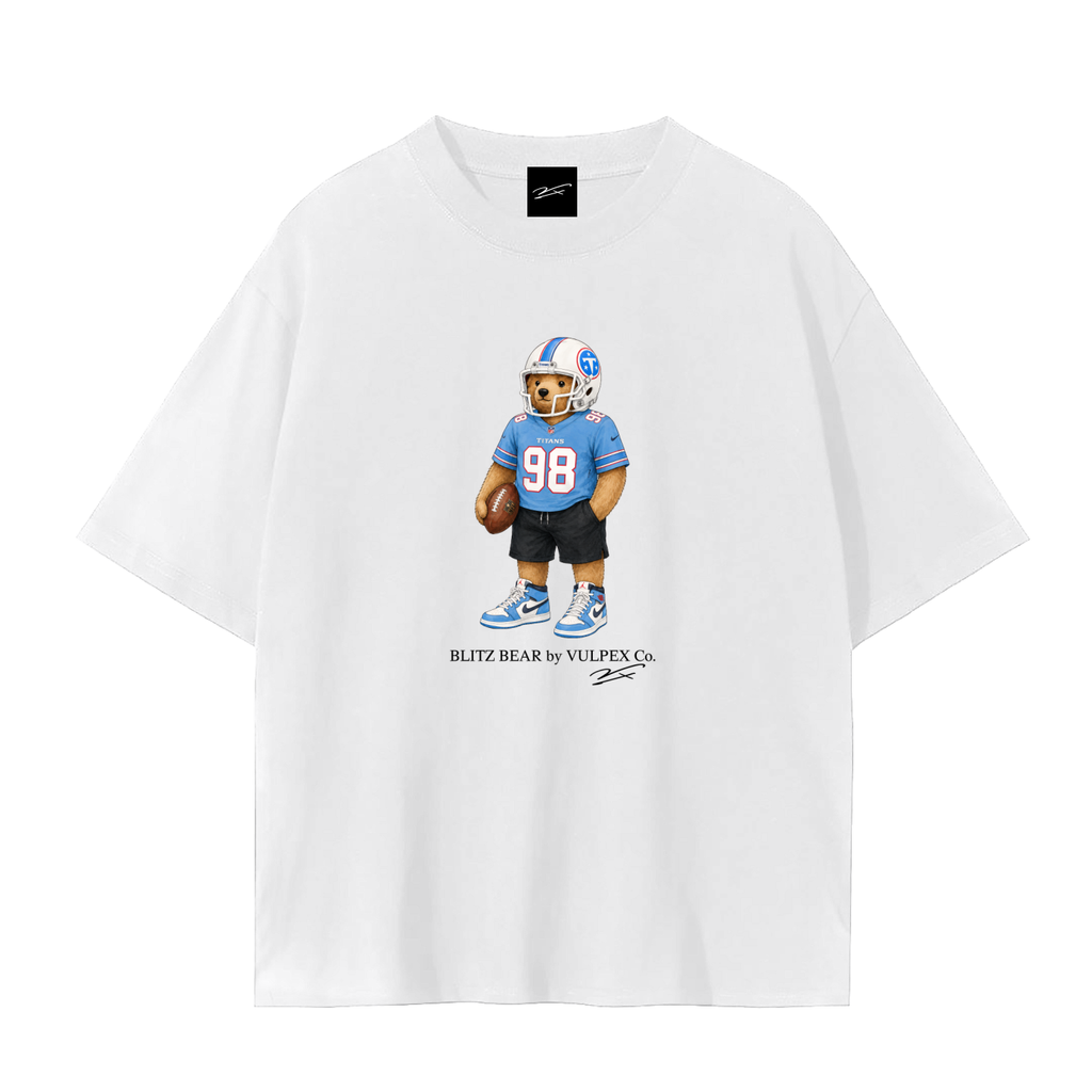 Two-Tone Blue Blitz Bear football T-shirt by VULPEX