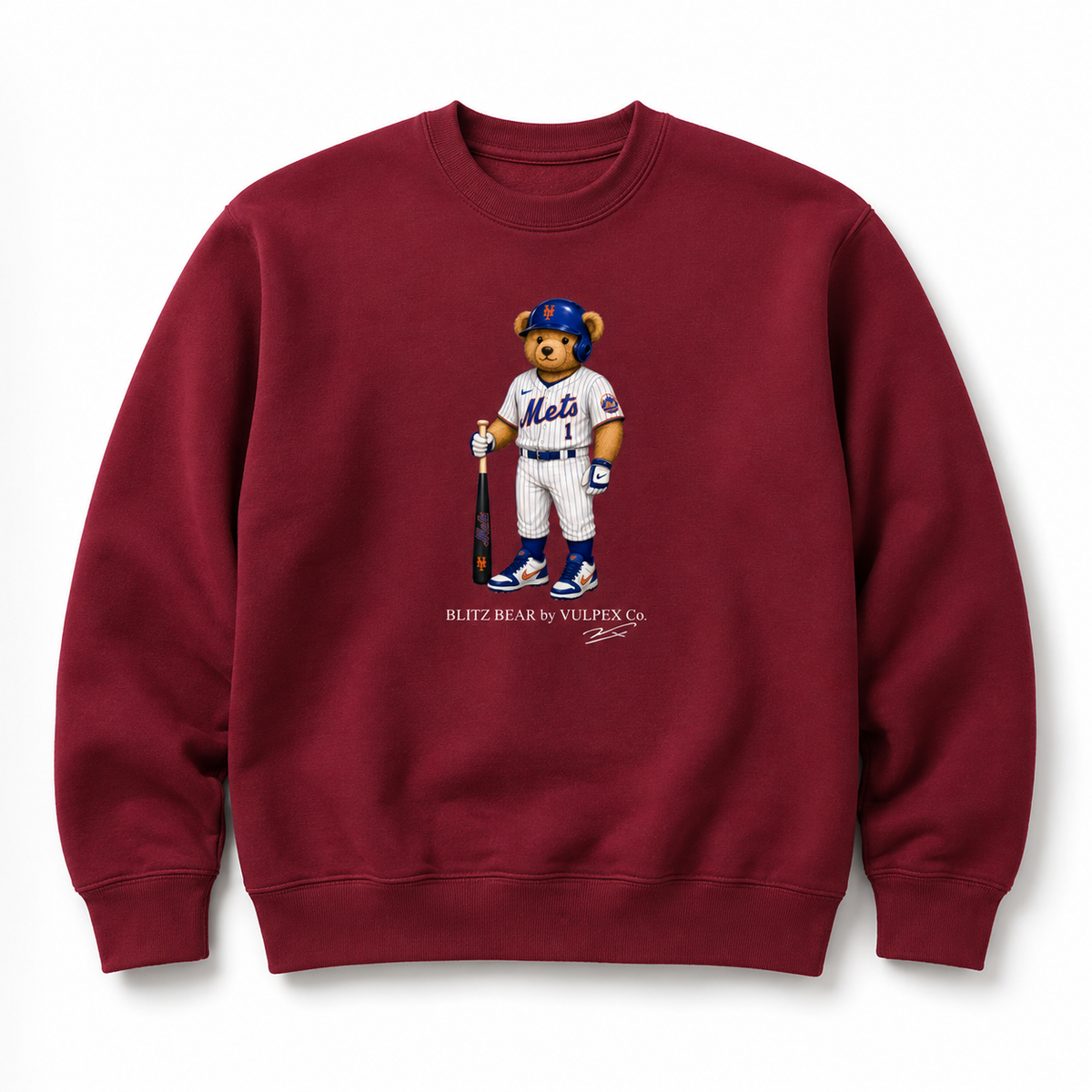 Amazin’s Blitz Bear Sweatshirt - Wine Red - premium editorial front