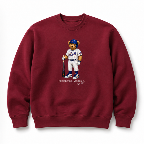 Amazin’s Blitz Bear Sweatshirt - Wine Red - premium editorial front