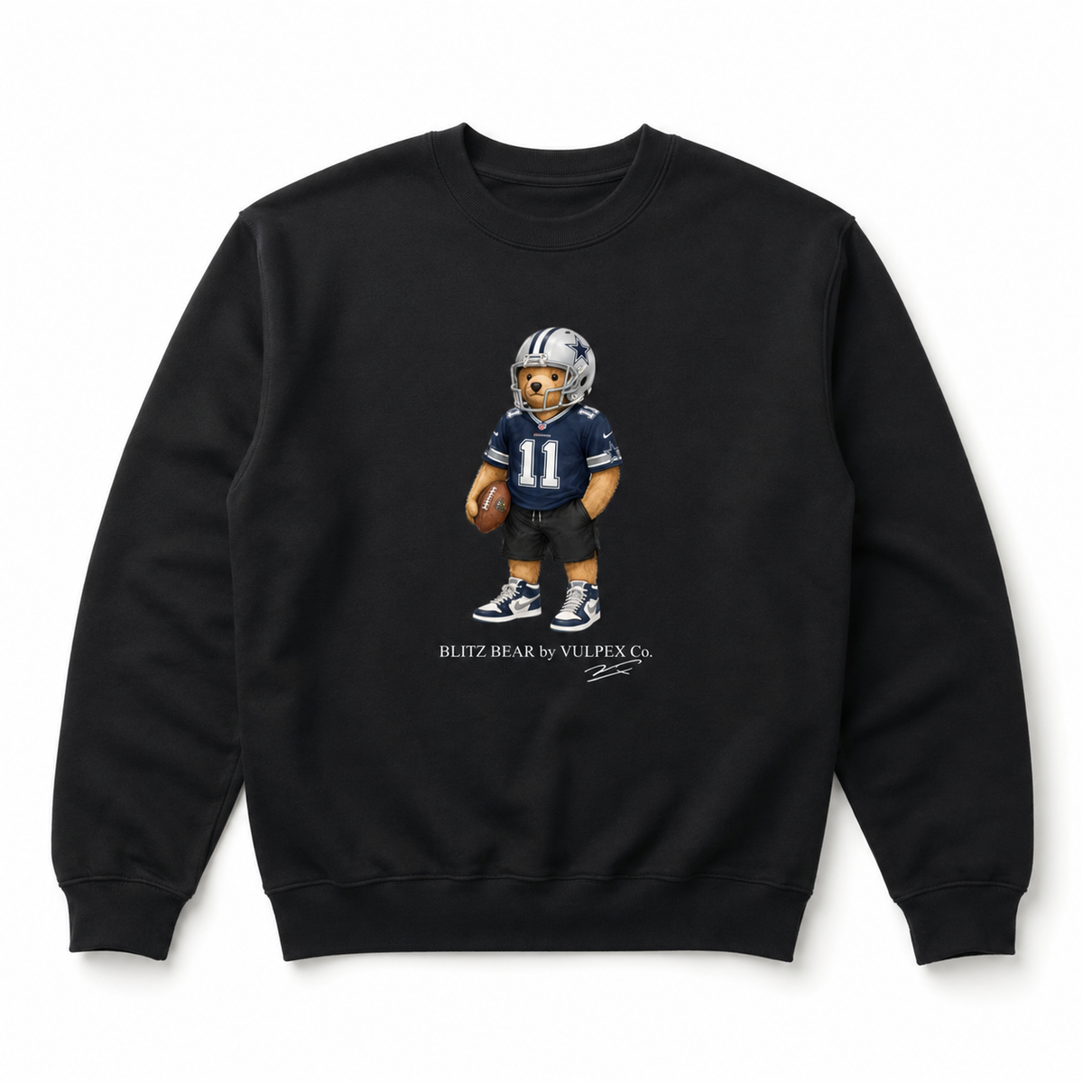America’s Team Blitz Bear Sweatshirt - Black - premium editorial front