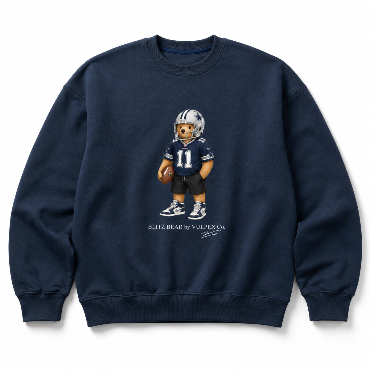 America’s Team Blitz Bear Sweatshirt - Navy Blue - premium editorial front