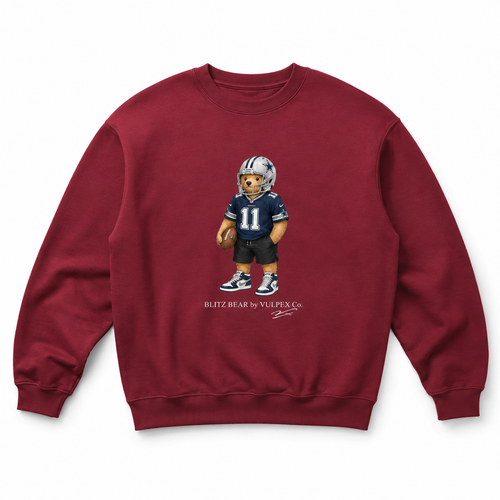 America’s Team Blitz Bear Sweatshirt - Wine Red - premium editorial front