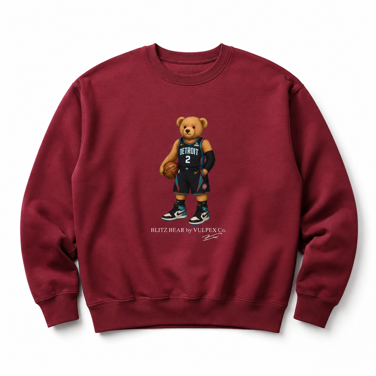 Bad Boys Blitz Bear Sweatshirt - Wine Red - premium editorial front