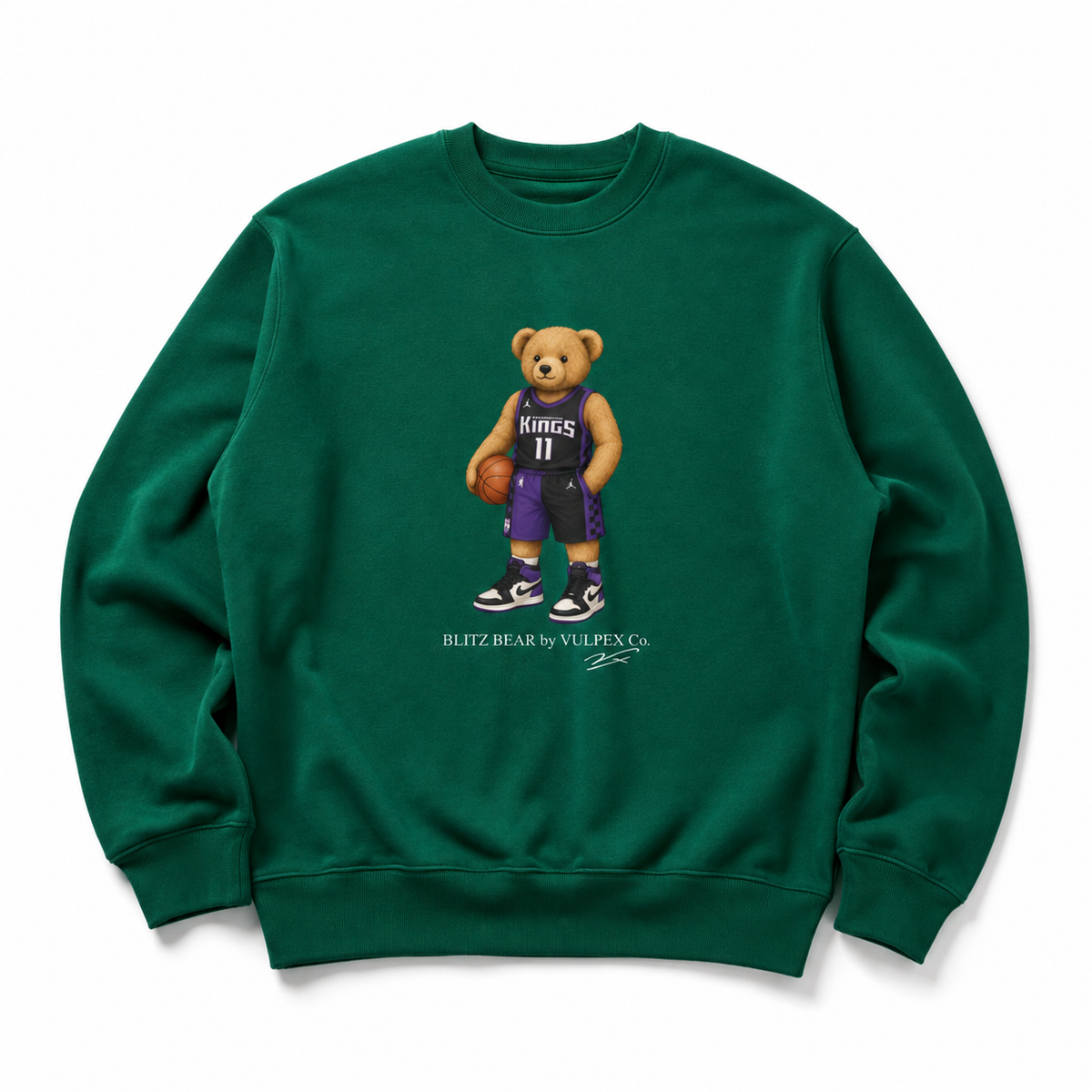 Beam Team Blitz Bear Sweatshirt - Dark Green - premium editorial front
