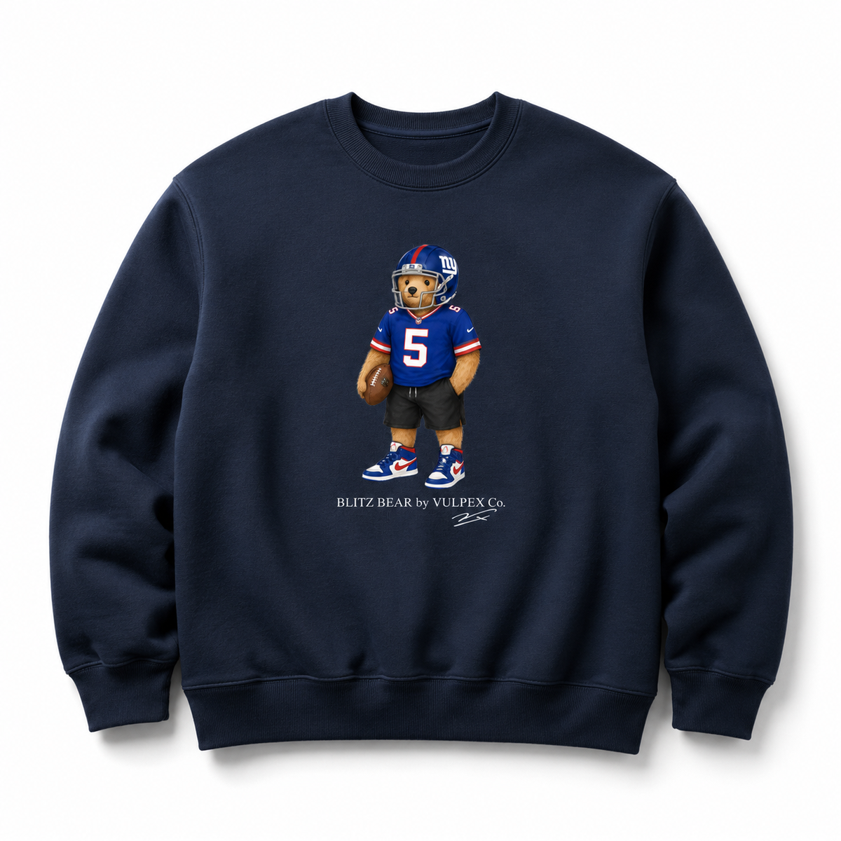 Big Blue Blitz Bear Sweatshirt - Navy Blue - premium editorial front