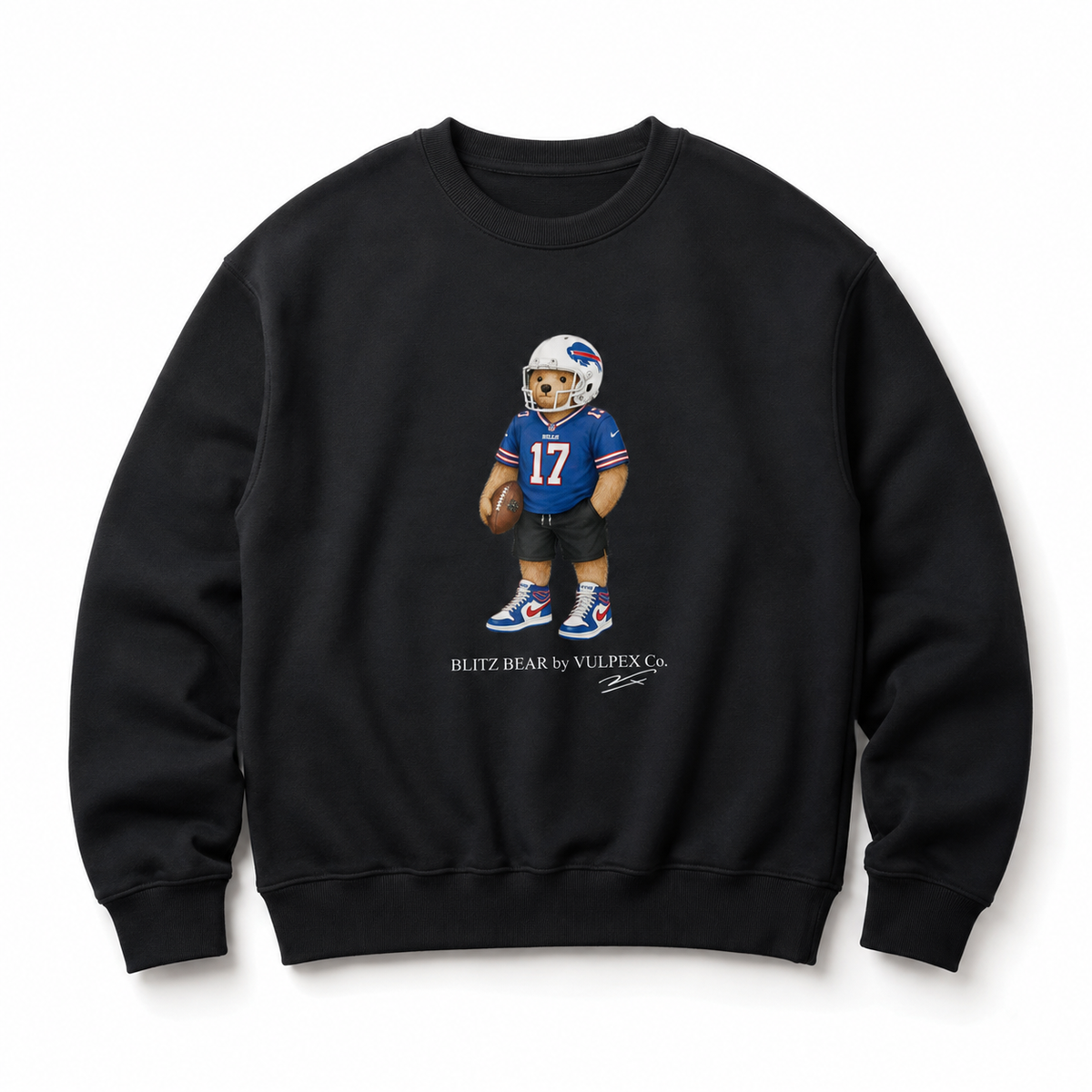 Bills Mafia Blitz Bear Sweatshirt - Black - premium editorial front