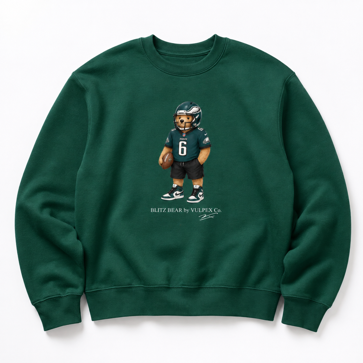 Birds Blitz Bear Sweatshirt - Dark Green - premium editorial front