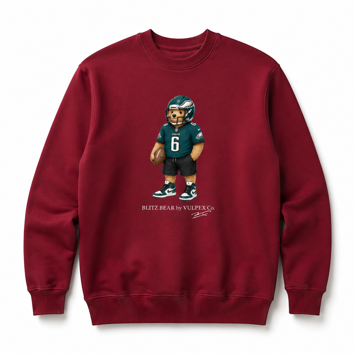 Birds Blitz Bear Sweatshirt - Wine Red - premium editorial front