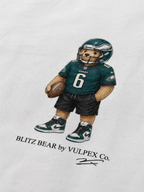 Birds Blitz Bear DTG print macro detail on heavyweight cotton