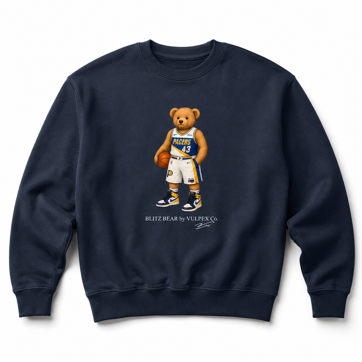 Blue & Gold Blitz Bear Sweatshirt - Navy Blue - premium editorial front