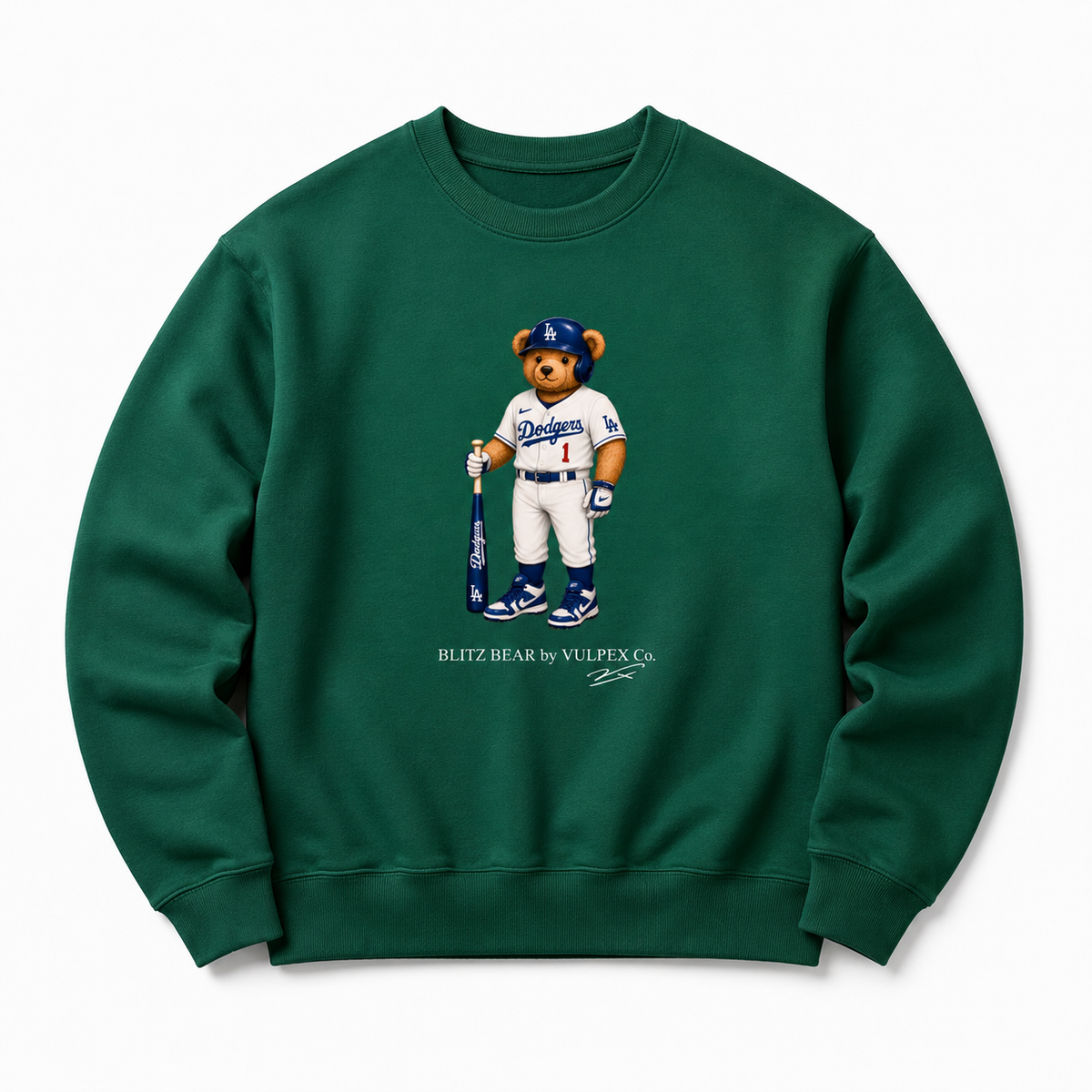 Blue Crew Blitz Bear Sweatshirt - Dark Green - premium editorial front