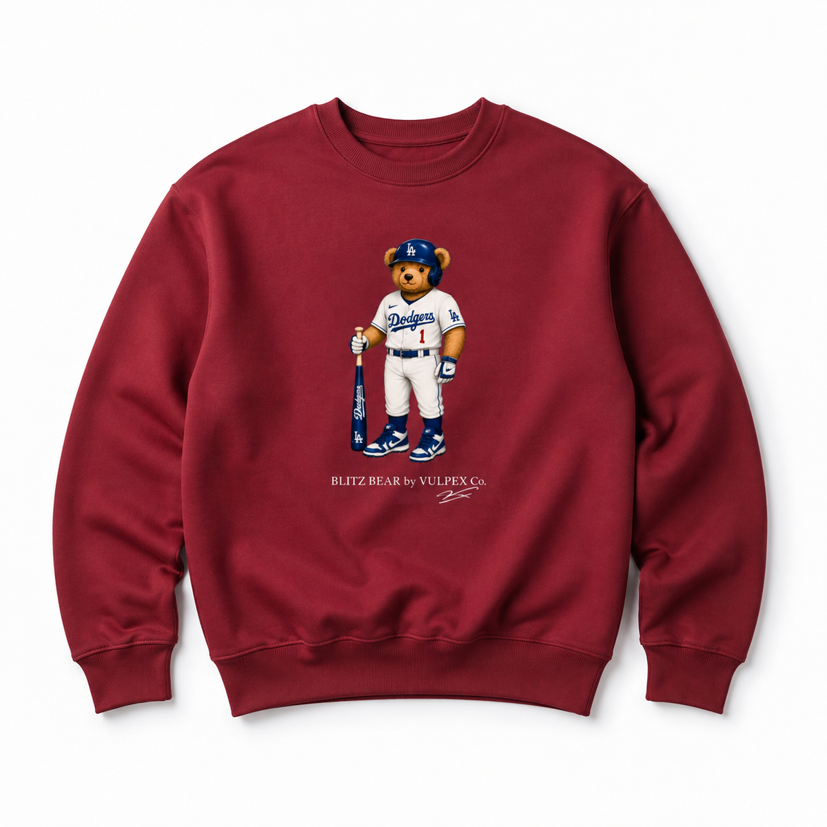 Blue Crew Blitz Bear Sweatshirt - Wine Red - premium editorial front