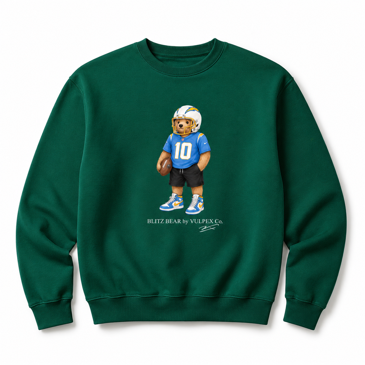 Bolts Blitz Bear Sweatshirt - Dark Green - premium editorial front