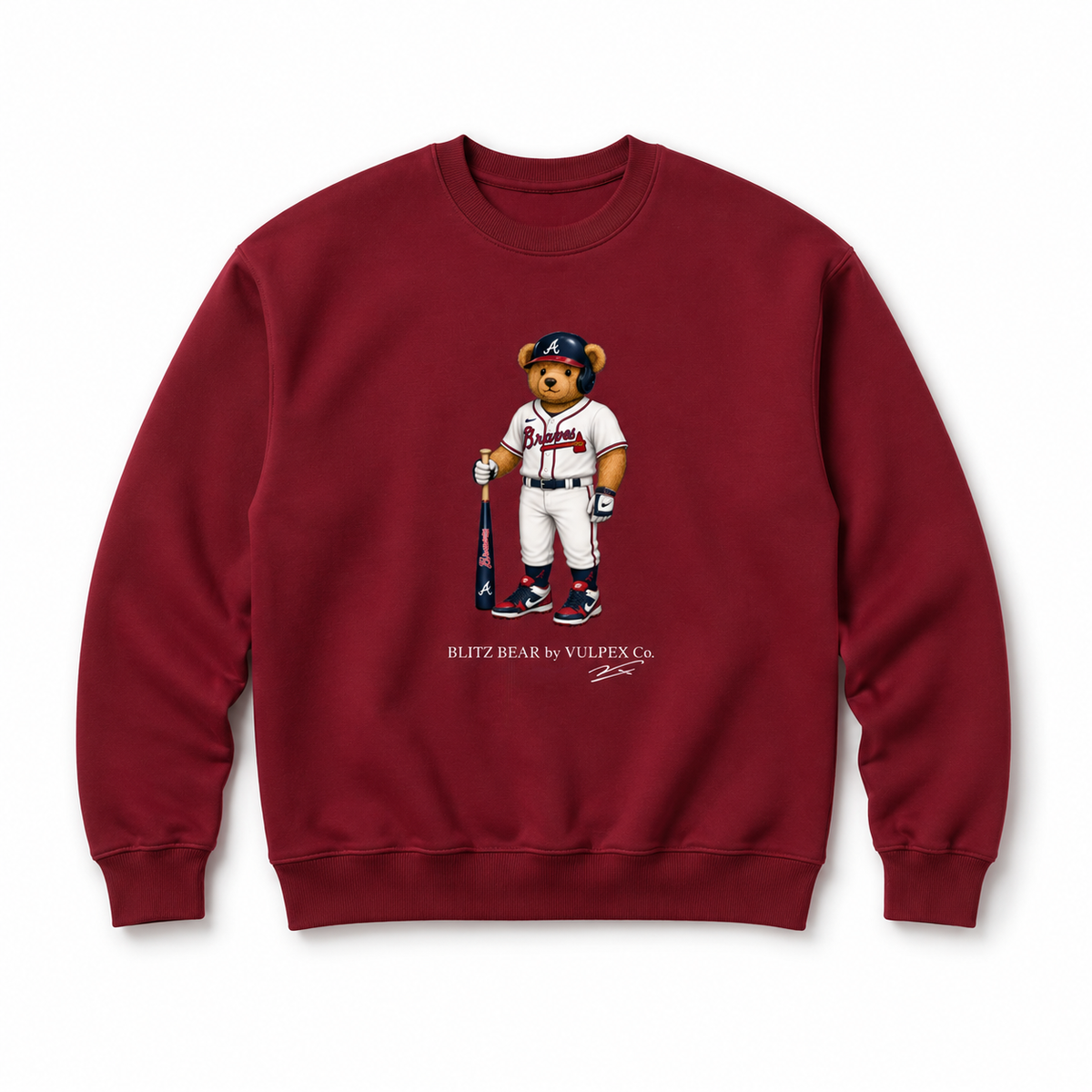 Bravos Blitz Bear Sweatshirt - Wine Red - premium editorial front