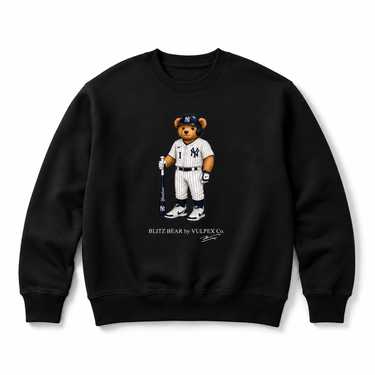 Bronx Bombers Blitz Bear Sweatshirt - Black - premium editorial front
