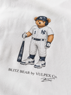 Bronx Bombers Blitz Bear DTG print macro detail on heavyweight cotton