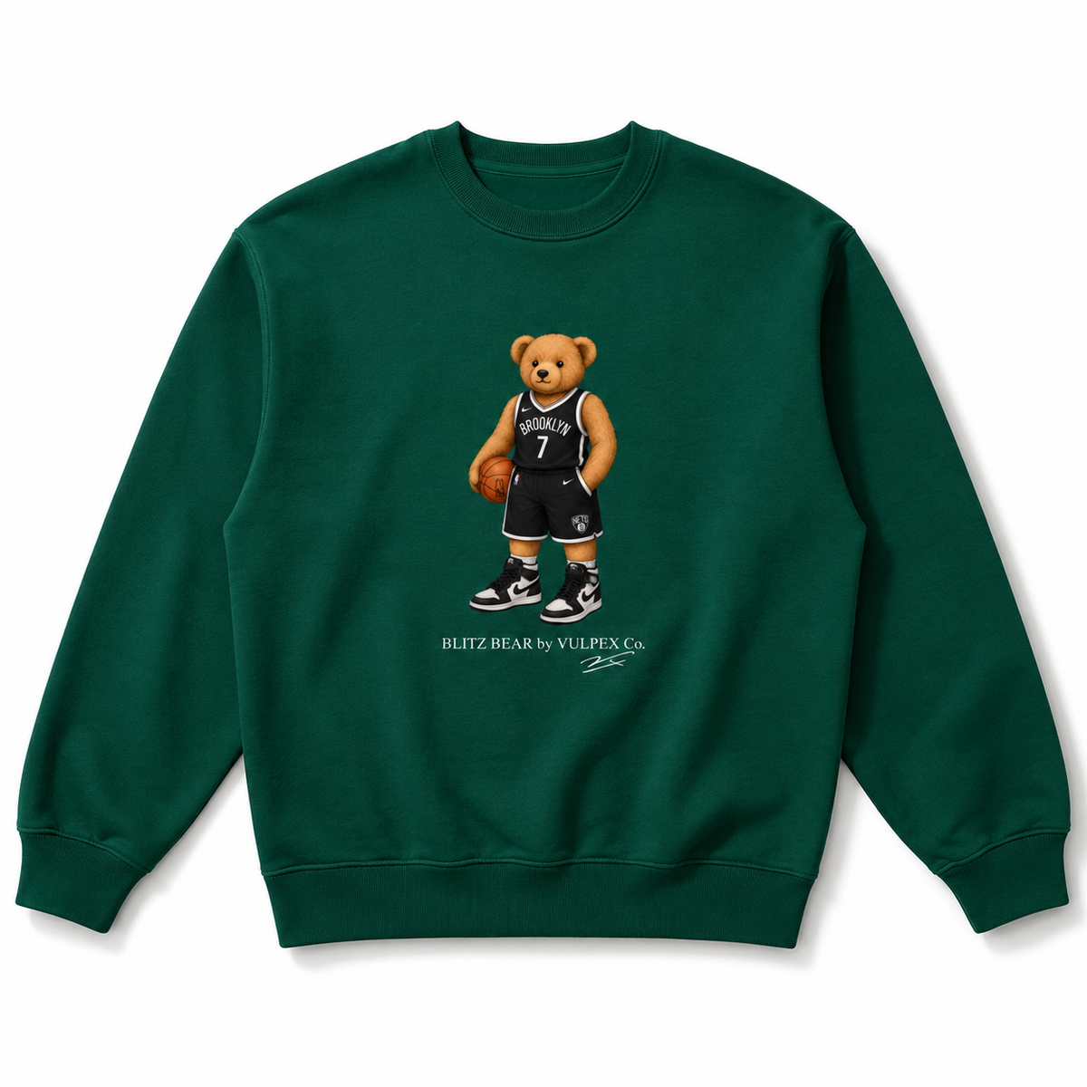 Brooklyn Brigade Blitz Bear Sweatshirt - Dark Green - premium editorial front