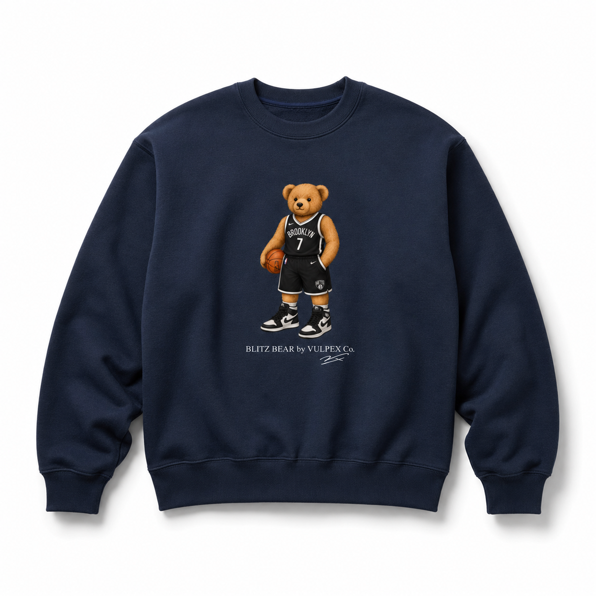Brooklyn Brigade Blitz Bear Sweatshirt - Navy Blue - premium editorial front
