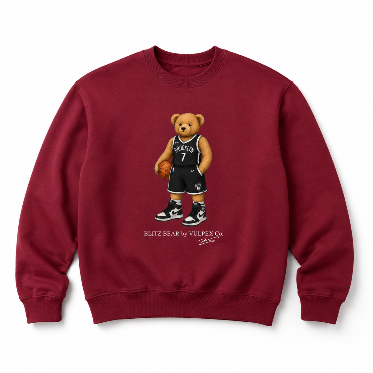 Brooklyn Brigade Blitz Bear Sweatshirt - Wine Red - premium editorial front
