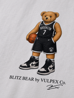 Brooklyn Brigade Blitz Bear DTG print macro detail on heavyweight cotton