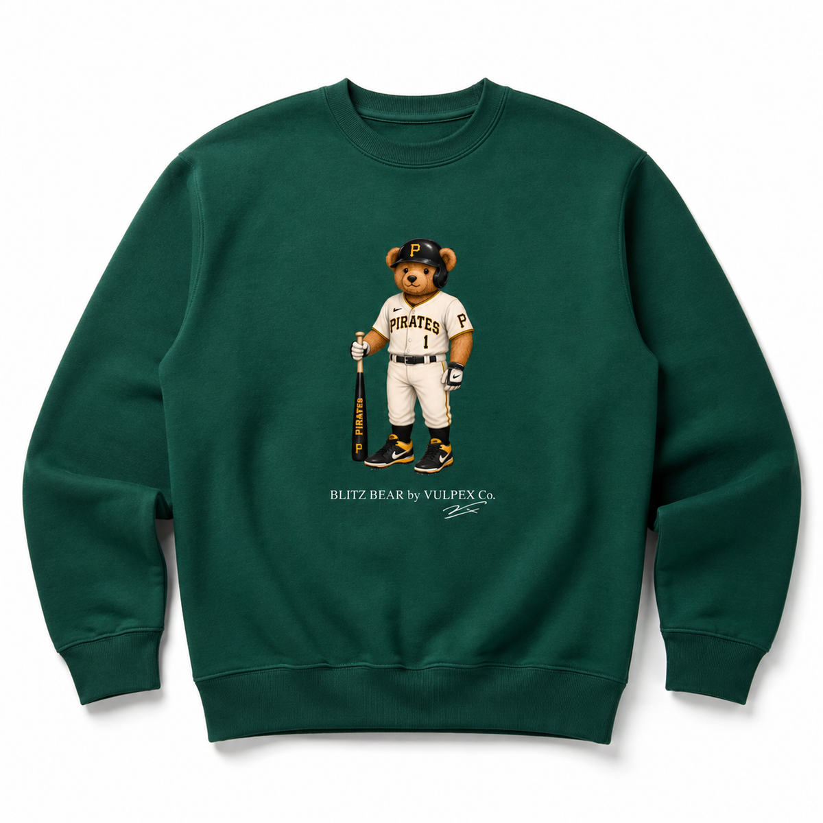Buccos Blitz Bear Sweatshirt - Dark Green - premium editorial front