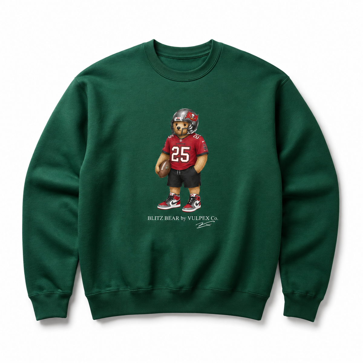 Bucs Blitz Bear Sweatshirt - Dark Green - premium editorial front