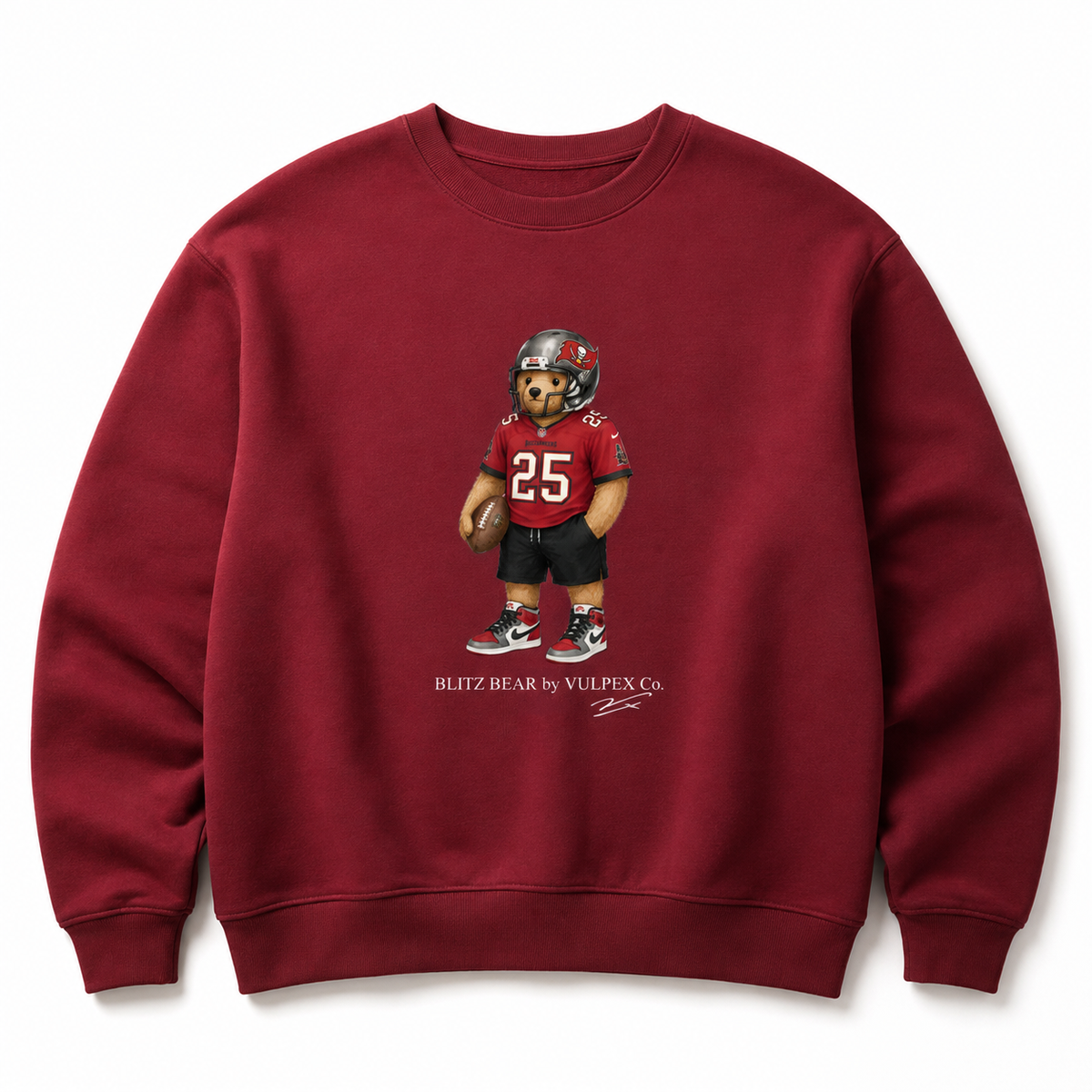 Bucs Blitz Bear Sweatshirt - Wine Red - premium editorial front