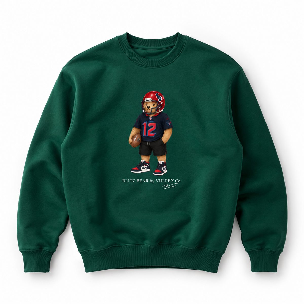 Bulls on Parade Blitz Bear Sweatshirt - Dark Green - premium editorial front