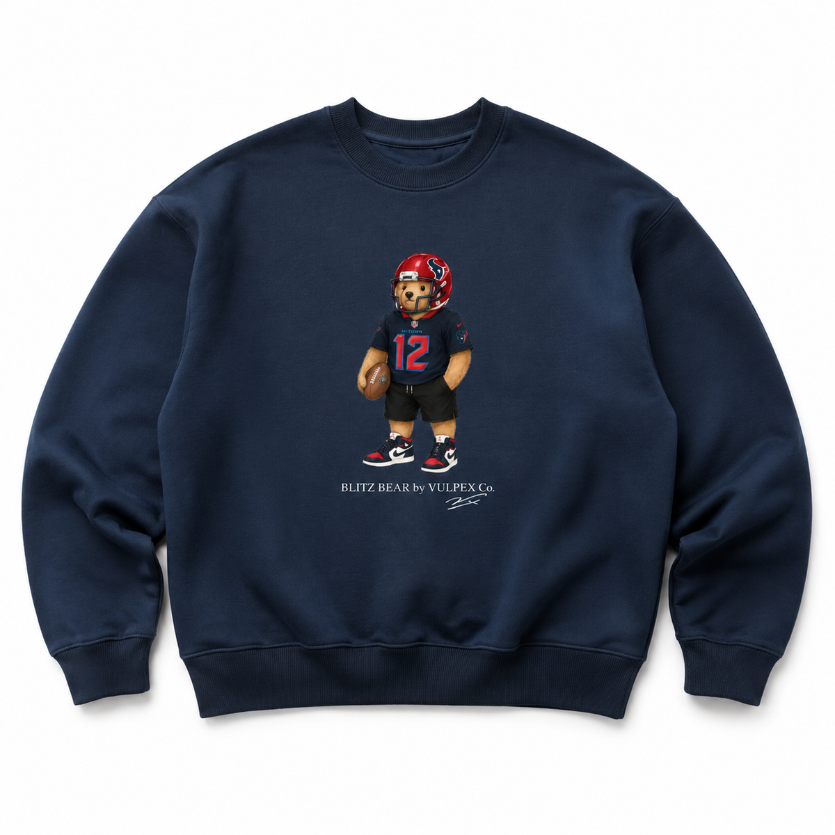 Bulls on Parade Blitz Bear Sweatshirt - Navy Blue - premium editorial front