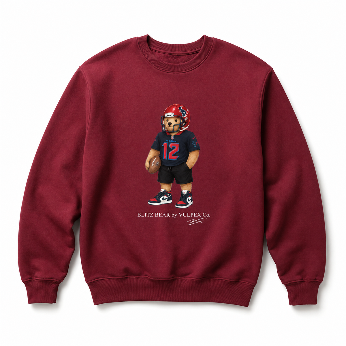 Bulls on Parade Blitz Bear Sweatshirt - Wine Red - premium editorial front
