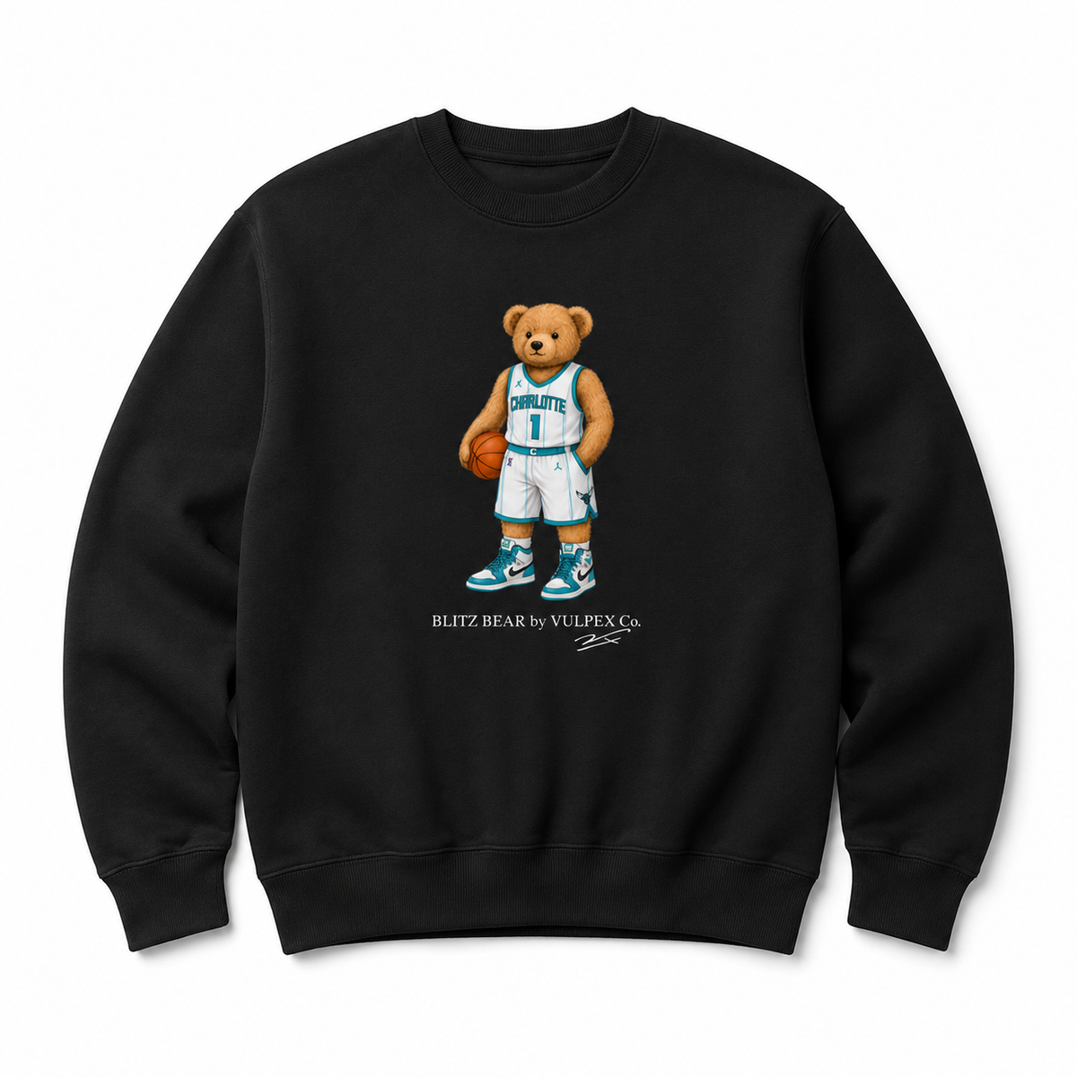 Buzz City Blitz Bear Sweatshirt - Black - premium editorial front