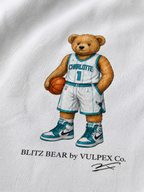 Buzz City Blitz Bear DTG print macro detail on heavyweight cotton