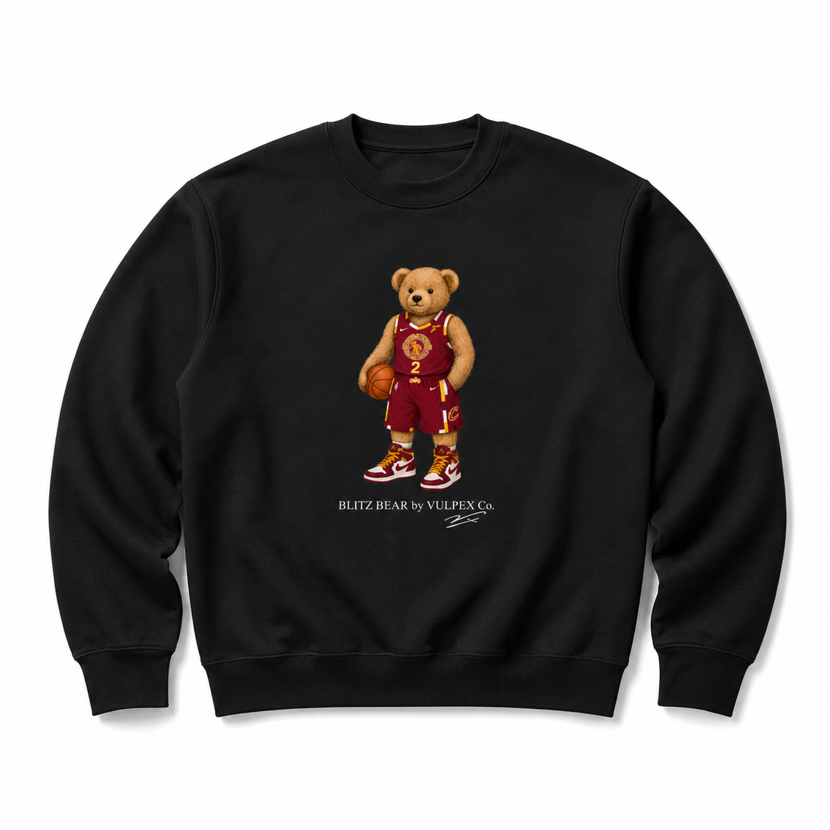 Cavs Blitz Bear Sweatshirt - Black - premium editorial front