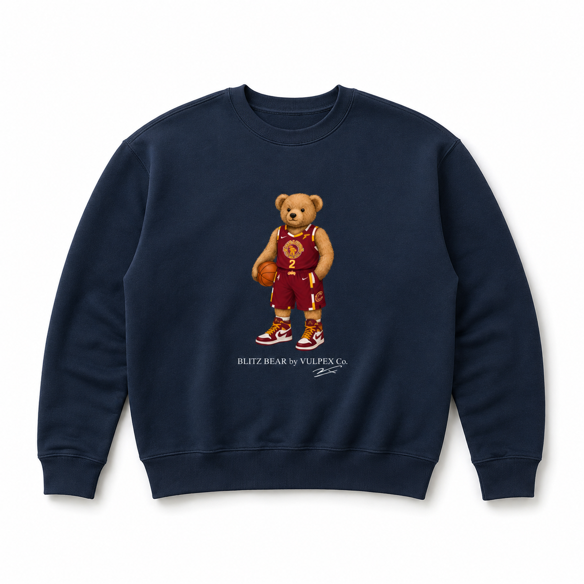 Cavs Blitz Bear Sweatshirt - Navy Blue - premium editorial front