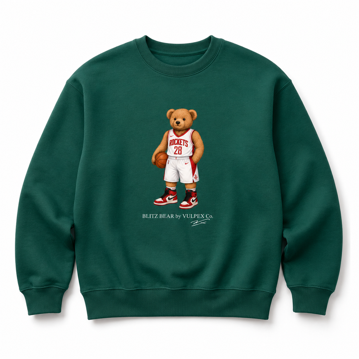 Clutch City Blitz Bear Sweatshirt - Dark Green - premium editorial front