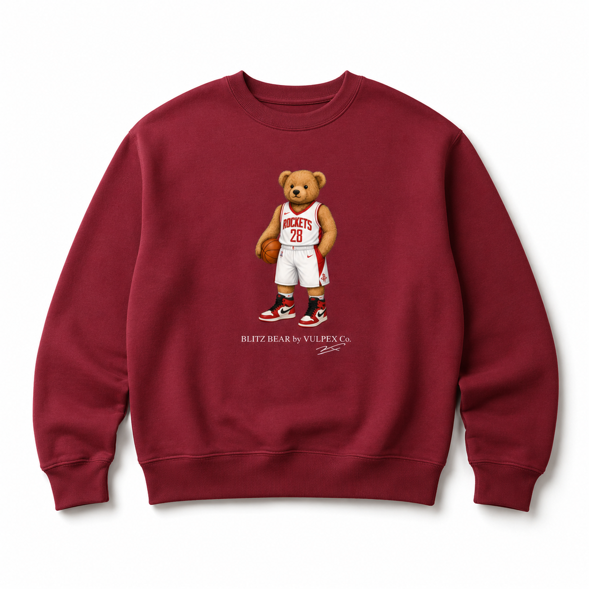 Clutch City Blitz Bear Sweatshirt - Wine Red - premium editorial front