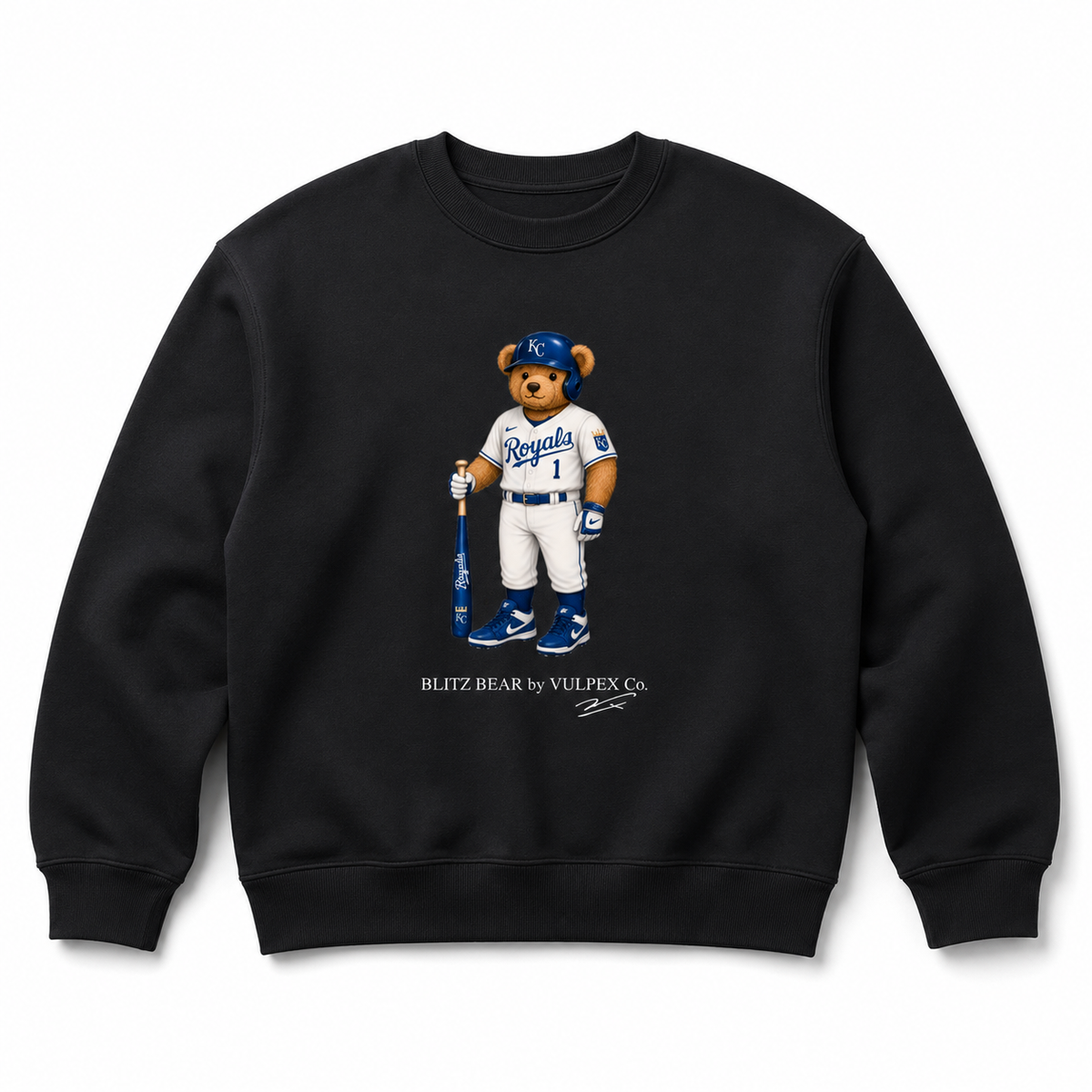 Crowns Blitz Bear Sweatshirt - Black - premium editorial front