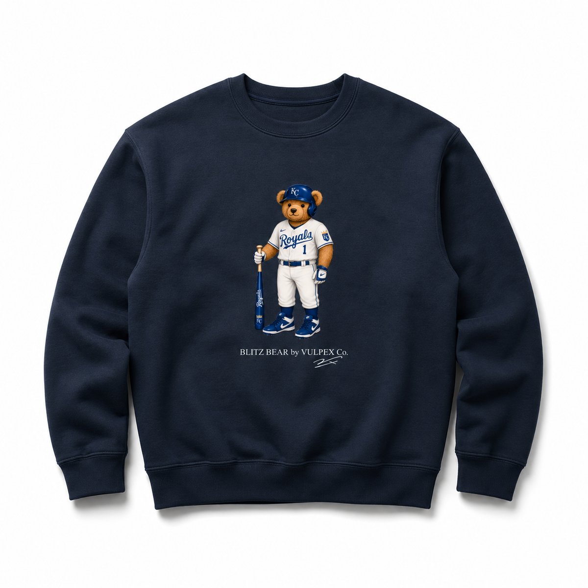 Crowns Blitz Bear Sweatshirt - Navy Blue - premium editorial front