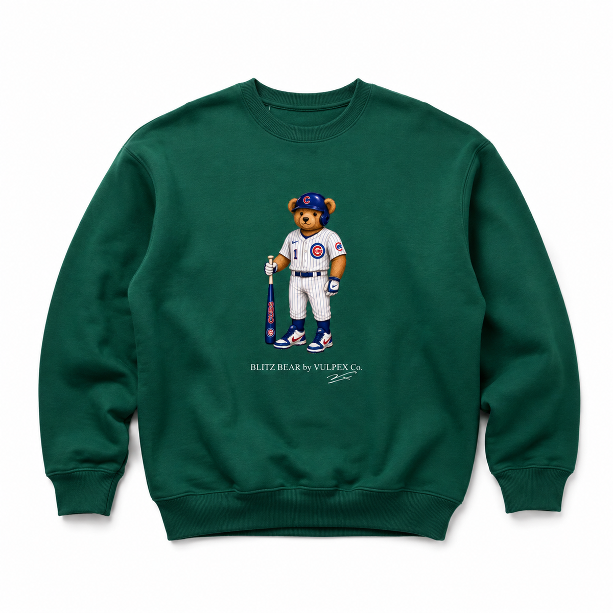 Cubbies Blitz Bear Sweatshirt - Dark Green - premium editorial front