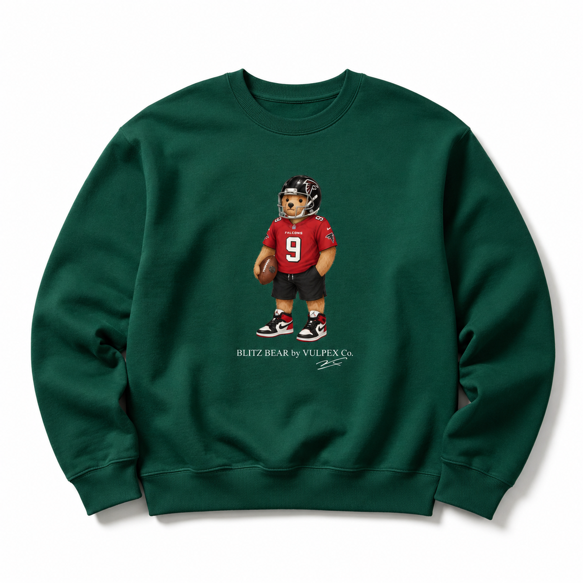 Dirty Birds Blitz Bear Sweatshirt - Dark Green - premium editorial front