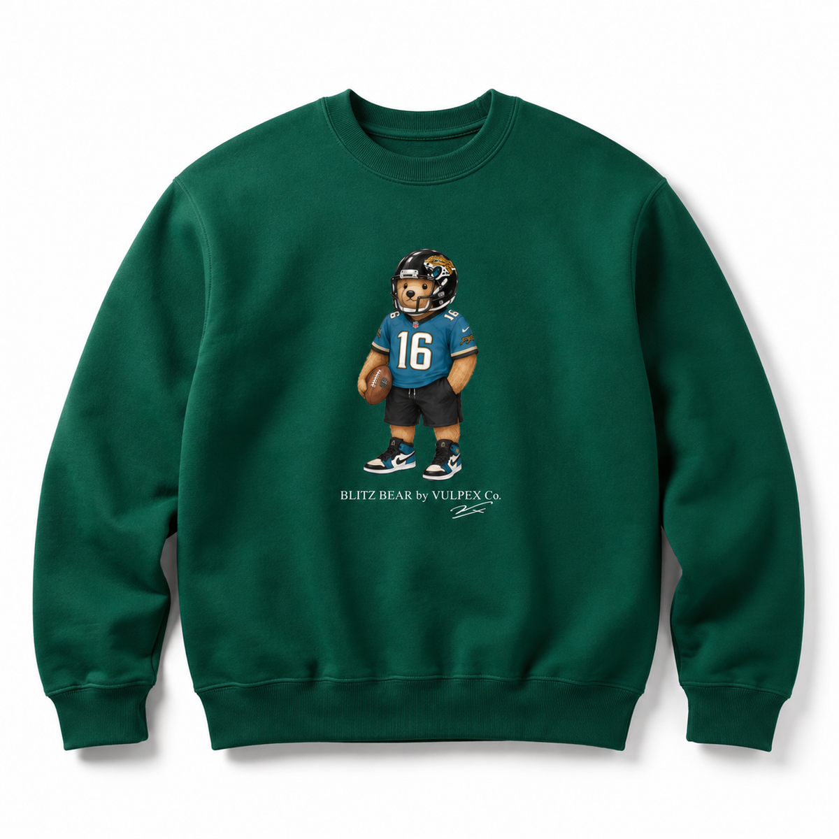 Duval Blitz Bear Sweatshirt - Dark Green - premium editorial front