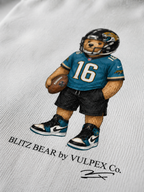Duval Blitz Bear DTG print macro detail on heavyweight cotton