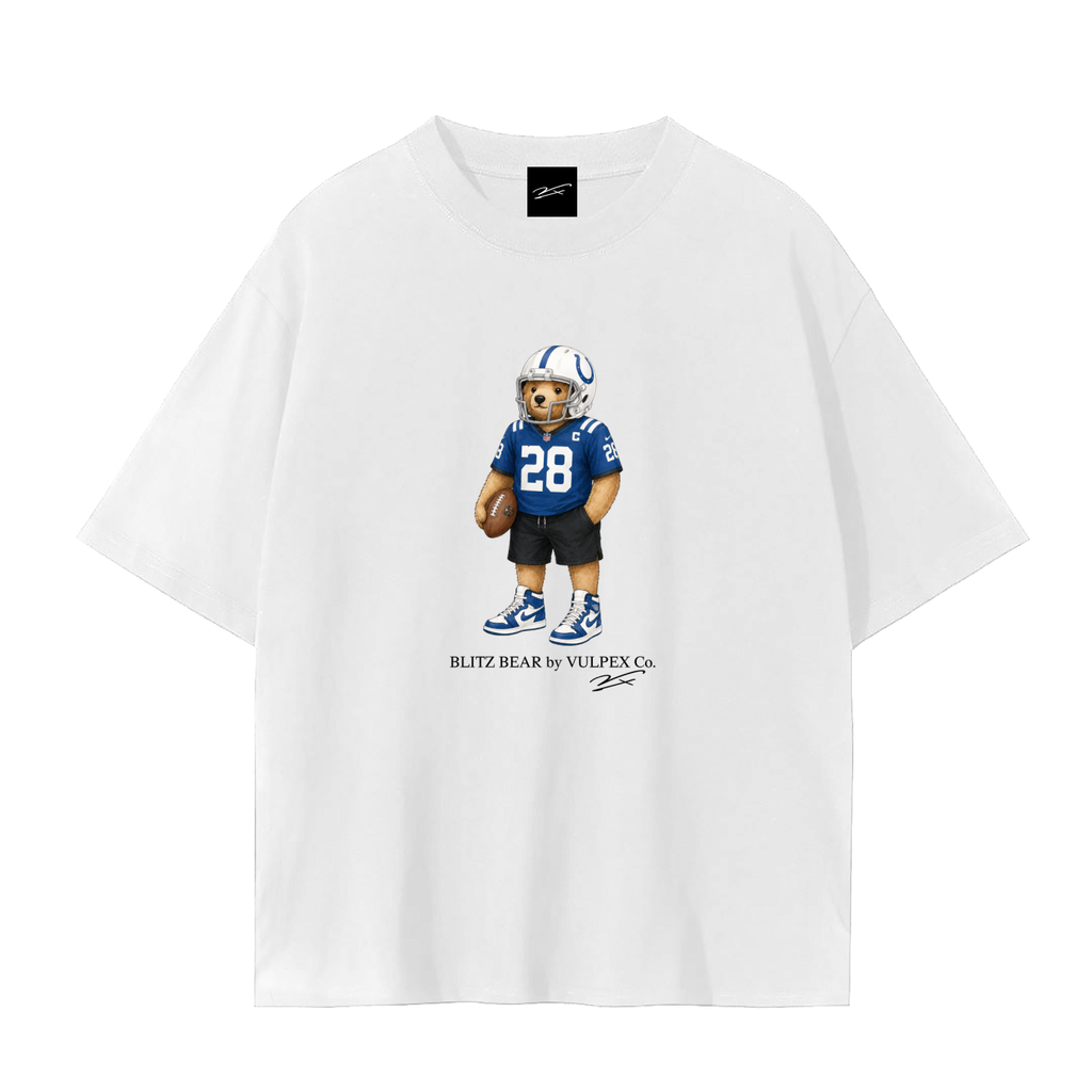 Indy Blue Crew Blitz Bear football T-shirt by VULPEX