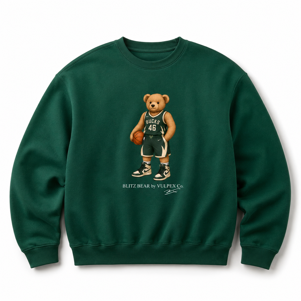 Fear the Deer Blitz Bear Sweatshirt - Dark Green - premium editorial front