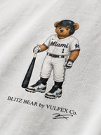 Fish Blitz Bear DTG print macro detail on heavyweight cotton