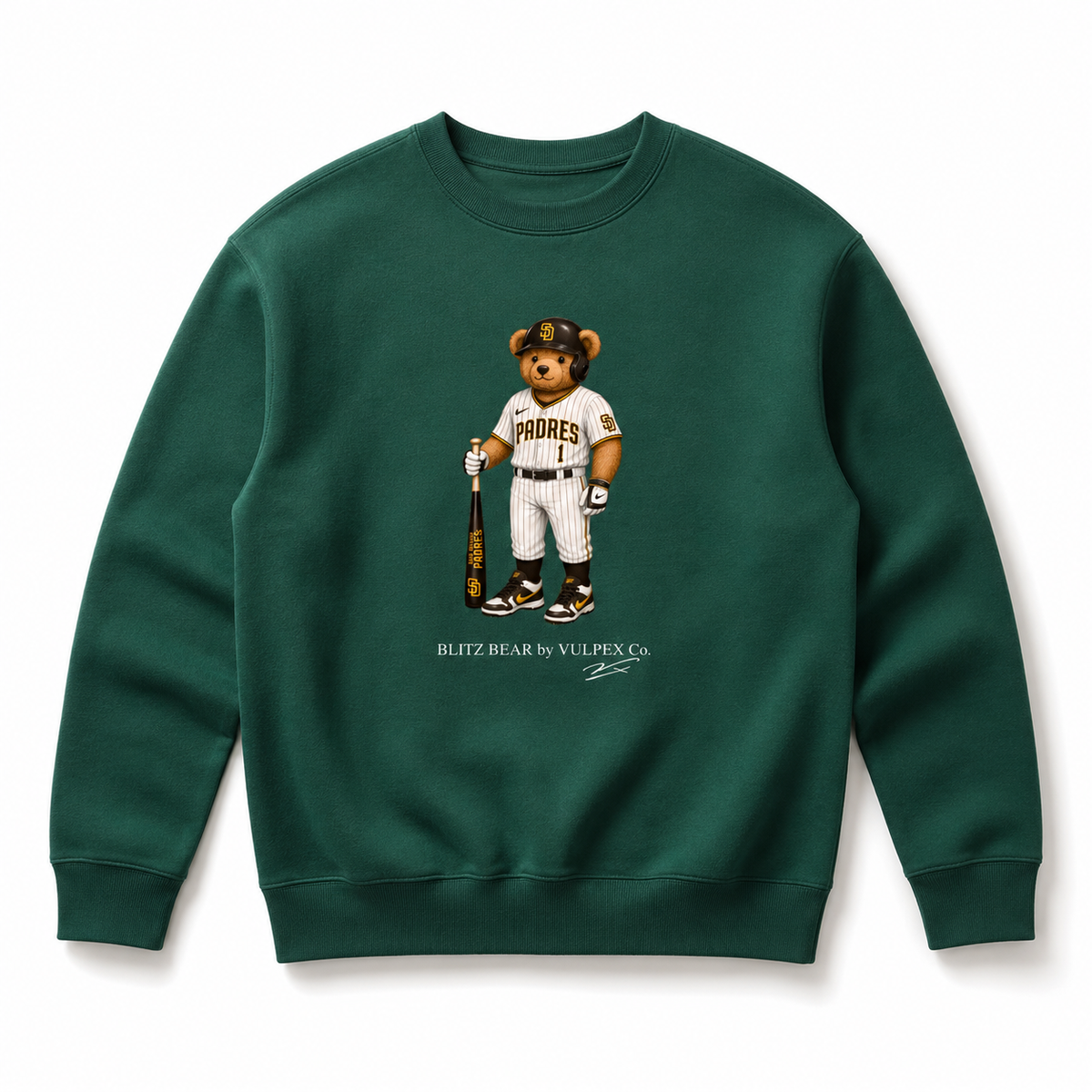 Friars Blitz Bear Sweatshirt - Dark Green - premium editorial front
