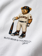 G-Men Blitz Bear DTG print macro detail on heavyweight cotton